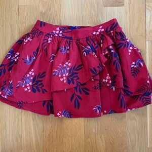 Girls Floral Red Skirt. Size 5.